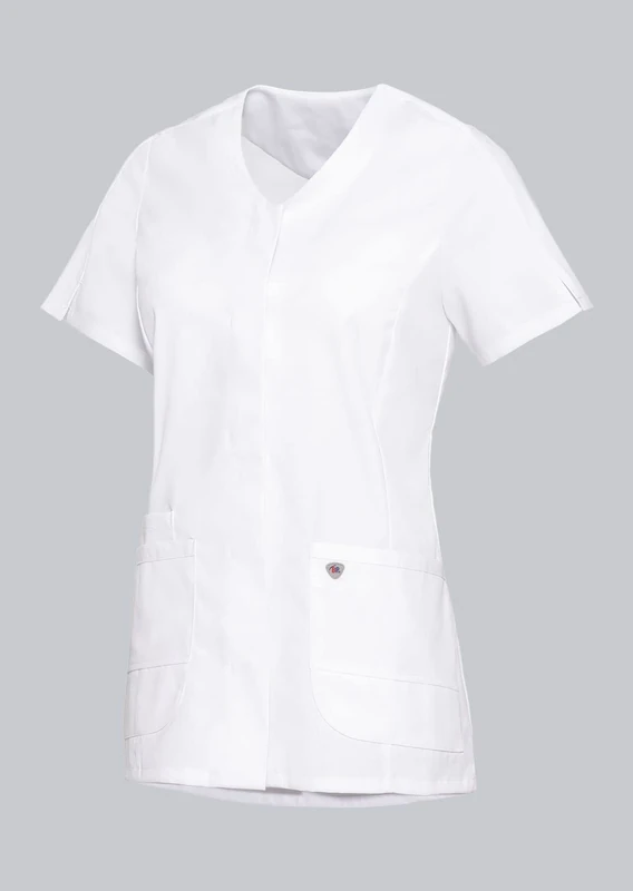 BP 1764-684-0021-Ln Super Light Fabric Tunic for Women, 49% Cotton, 49% Polyester, 2% Elastolefin, White, Ln Size