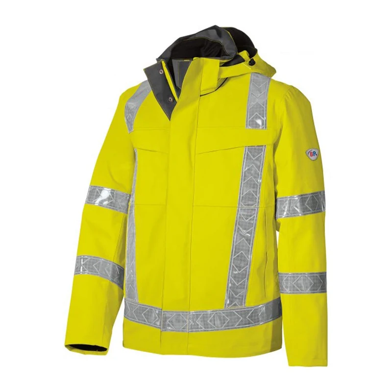 BP 2030-880-86-4XL Men's Weather Protection Vest with Stand-Up Collar and Removable Hood, 100% Polyester, Warning Yellow, 4XL Size
