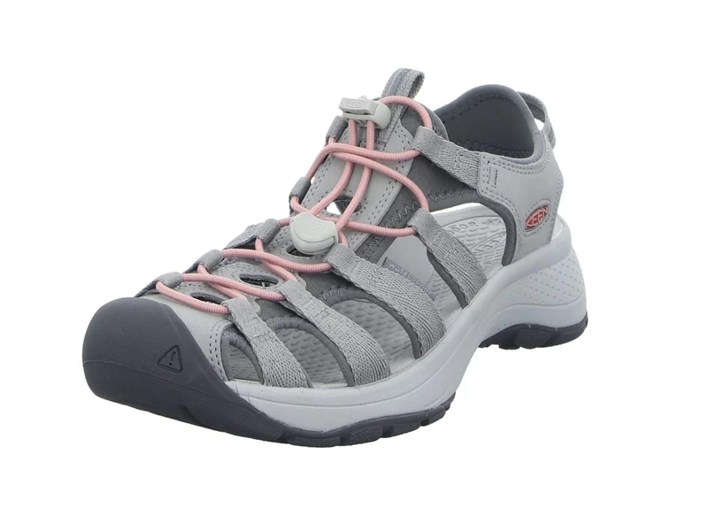 KEEN Women's Astoria West Closed Toe Sandals, Grey/Coral, 7