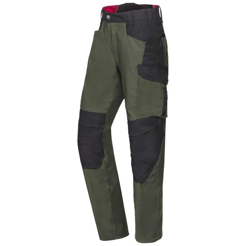 BP 1820-565-7332-37/38s Fabric Blend with Stretch Work Trousers for Men, High Waist at Back, 65% Polyester/35% Cotton, Olive/Black, 37/38S Size
