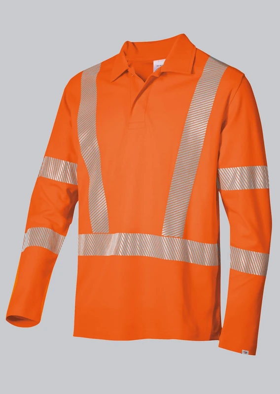 BP 2133-261-85-XS Fabric Mix Long Sleeve Unisex Polo Shirt Polo Collar with Concealed Press Stud Strap 50% Cotton 50% Polyester Warning Orange XS Size