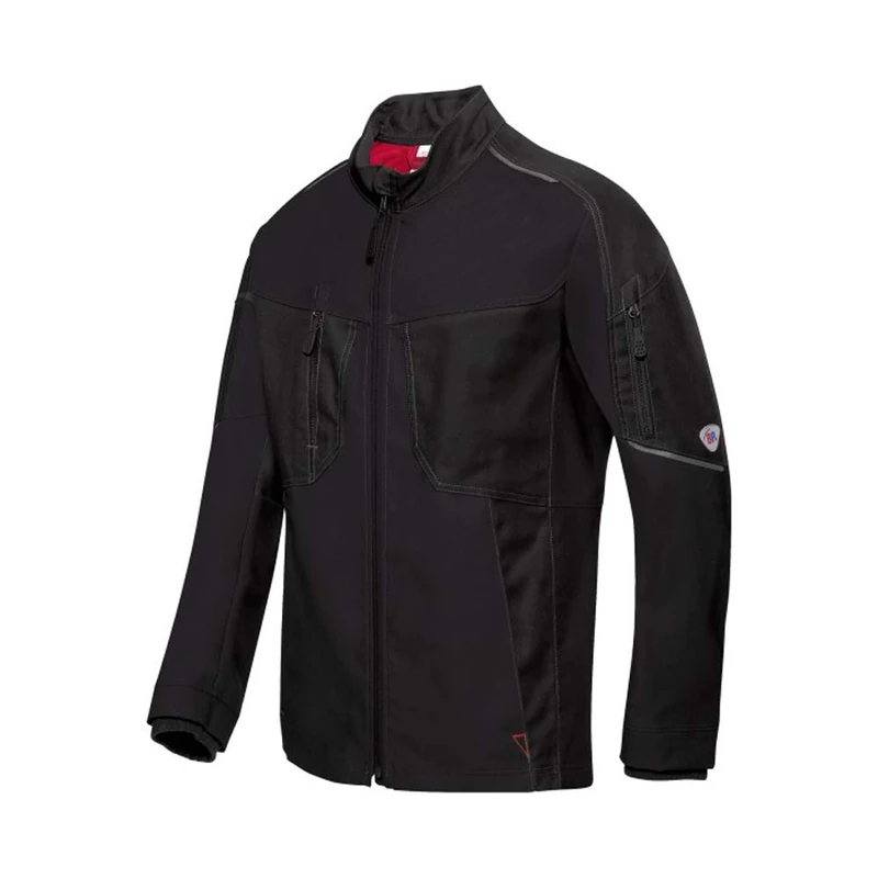 BP 1822-565-0032-38/40n Fabric Mix Work Jacket for Men, Lined Stand-Up Collar and Front Zip, 65% Polyester/35% Cotton, Black, 38/40N Size