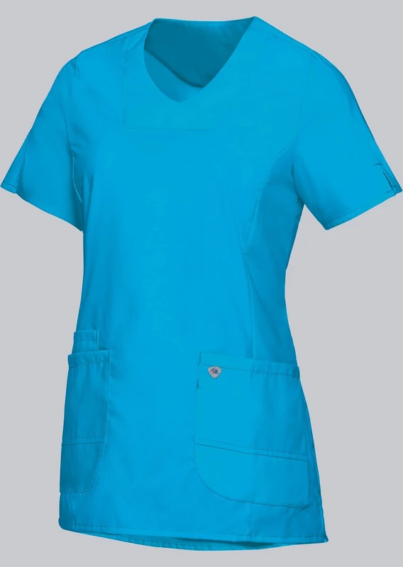 BP 1762-241-0114-Mn Super Light Fabric Cover Tunic for Women, 49% Cotton, 48% Polyester, 3% Elastolefin, Curacao Blue, Mn Size