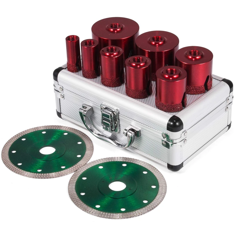 VEVOR Diamond Hole Saw with M14 Thread, Vacuum Brazed Diamante Hole Saw 20/25/32/35/40/50/60/68mm, 2 Diamond Discs, 1 Box, Tool for Ceramic Stoneware and Granite Tiles