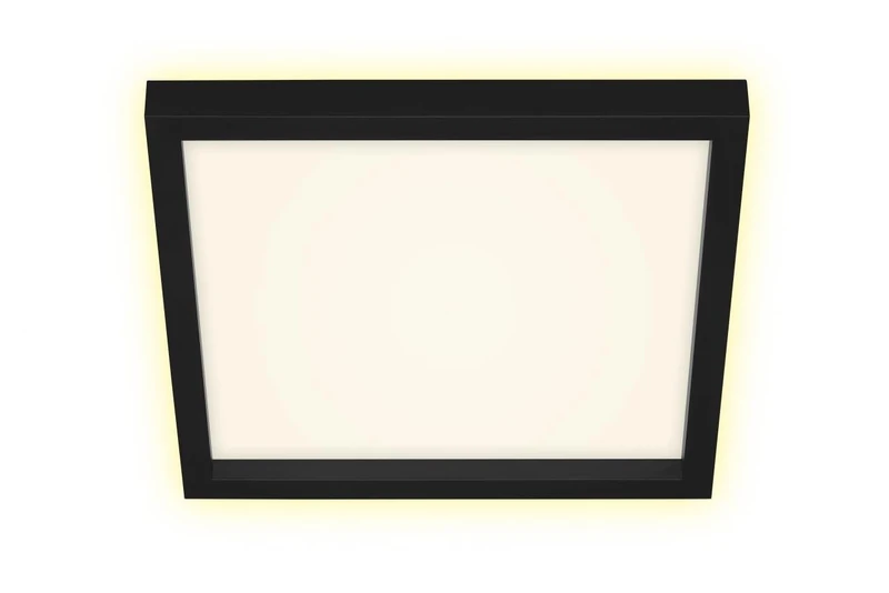 BRILONER Leuchten - LED Ceiling Light, Ceiling lamp incl. Backlight Effect, 18 watts, 2400 lumens, 3,000 Kelvin, Black and White, 296 x 296 x 43 mm (L x W x H)