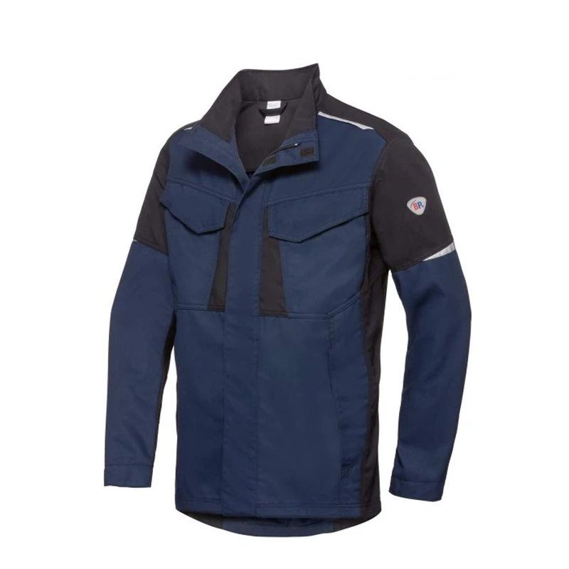 BP 2408-581-1432-52/54n Men's Work Jacket, Stand-Up Collar, Concealed Zip, 0.35 Aramid/30% Modacrylic/25% Cotton/9% Polyamide/1% Other Fibres, Midnight Blue/Black, 5242524 /54n