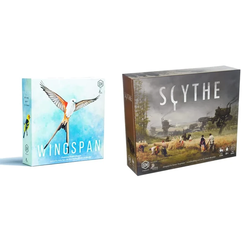 Stonemaier Games | Scythe | Board Game | Ages 14+ | 1-5 Players | 90-115 Minutes Playing Time & Wingspan 2nd Edition | Board Game | Ages 14+ | 1-5 Players | 40-70 Minute Playing Time