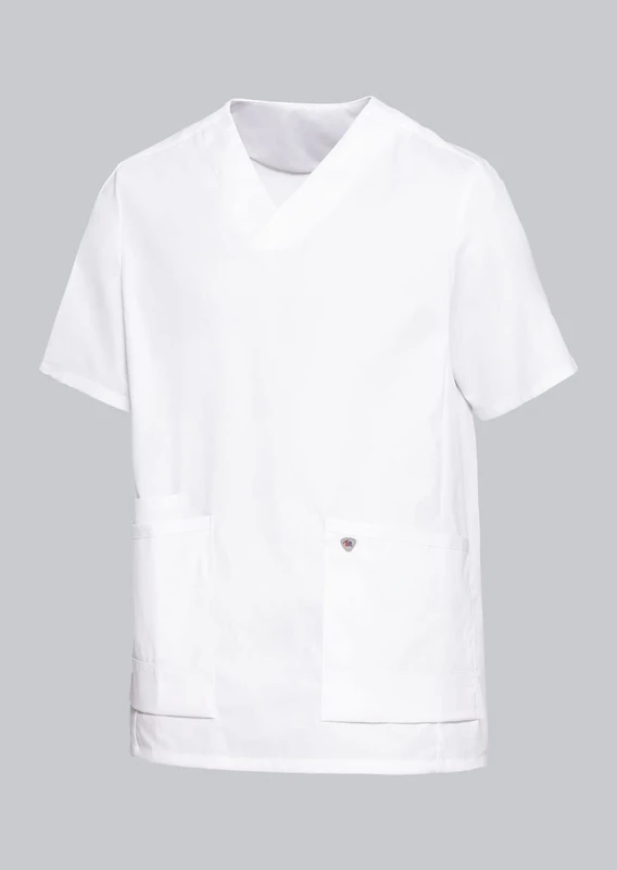 BP 1763-684-0021-Ln Super Light Fabric Tunic for Women, 49% Cotton, 49% Polyester, 2% Elastolefin, White, Ln Size