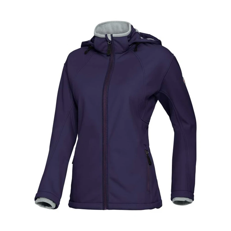 BP 1687-571-0890-Ln Women's Softshell Jacket, Zip-In Wide Adjustable Hood, 255.00 g/m² 100% Polyester, Aubergine, Ln