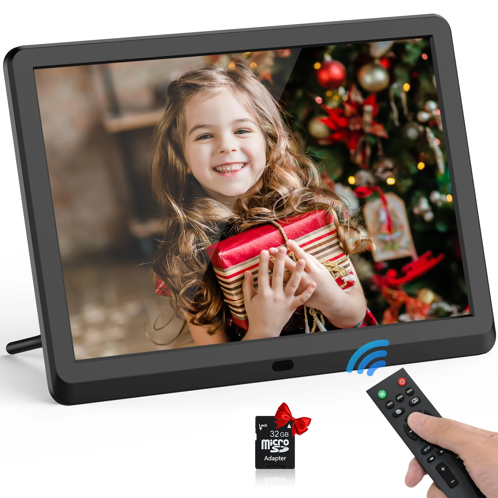 FamBrow Digital Photo Frame 10 inch with 32GB Card & Remote Control, Digital Picture Frame 1920x1080 Full IPS Display with Music/Video Player/Calendar/Alarm