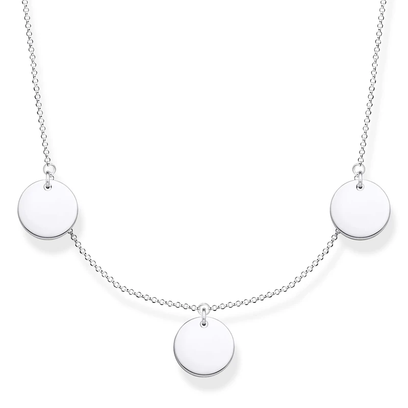 THOMAS SABO Women's Necklace Three Coins 925 Sterling Silver KE1959-001-21-L45v, 38-45 cm, Sterling Silver, Not Applicable
