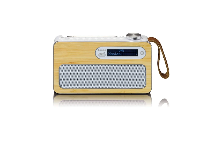Lenco PDR-040 - Portable DBA+ Radio - FM Radio - with Bluetooth - Integrated Battery with 2000 mAh - 3 Watt RMS - Clock and Alarm Function - Made of Real Bamboo - White - Image 1