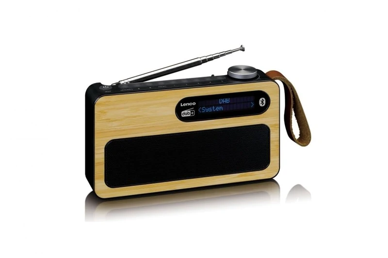 Lenco PDR-040 - Portable DAB+ Radio - FM Radio - with Bluetooth - Integrated Battery with 2000 mAh - 3 Watt RMS - Clock and Alarm Function - Made of Real Bamboo - Black