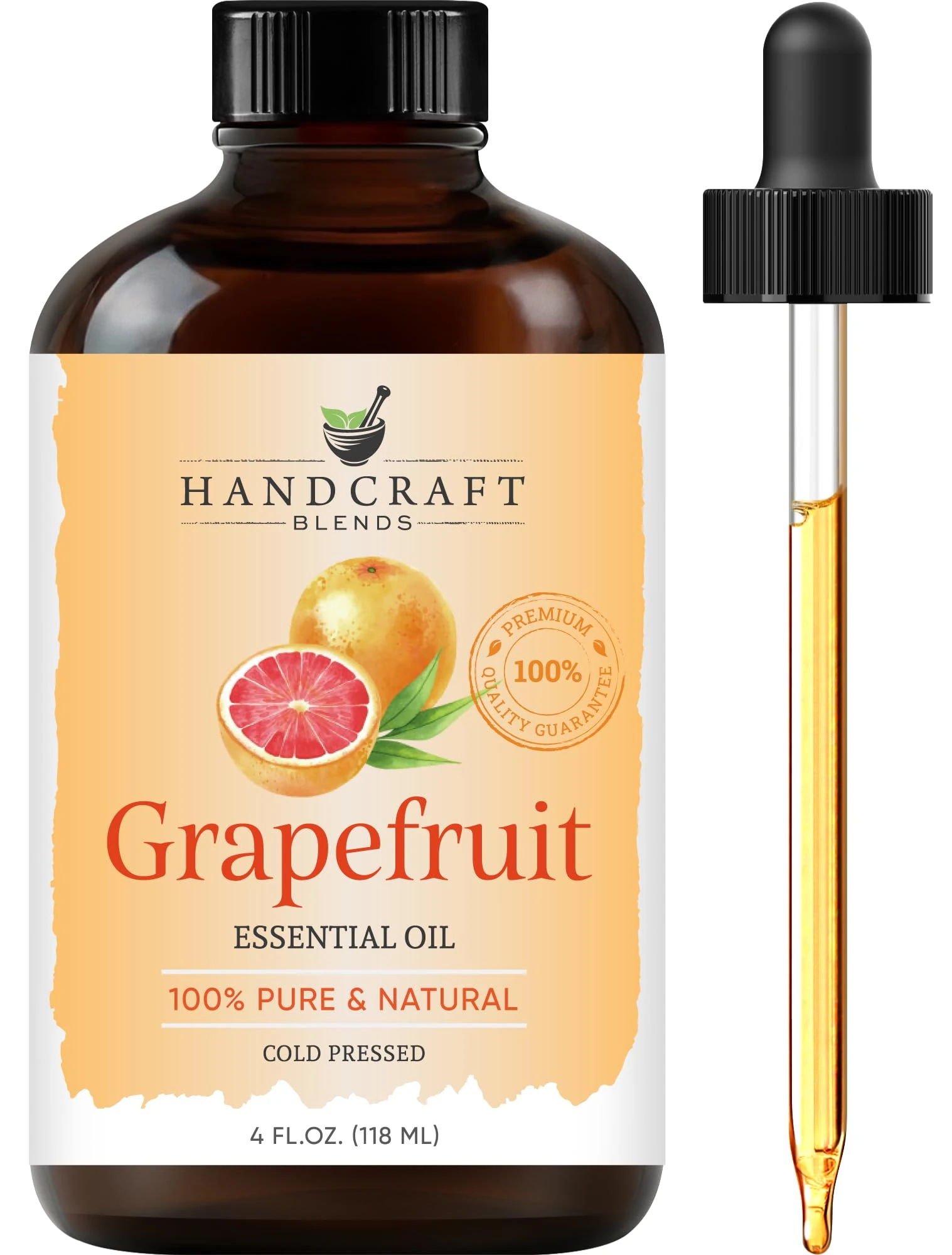 Handcraft Blends Grapefruit Essential Oil - Huge 118 ml - 100% Pure and Natural - Premium Grade with Glass Dropper