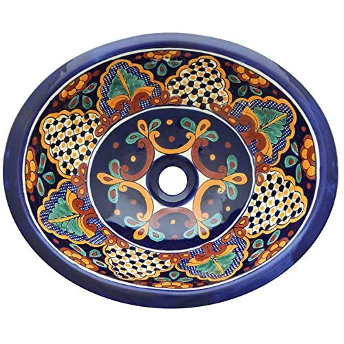 Talavera Mexican Handmade Ceramic Hand Painted Bathroom Sink 23 - Image 1