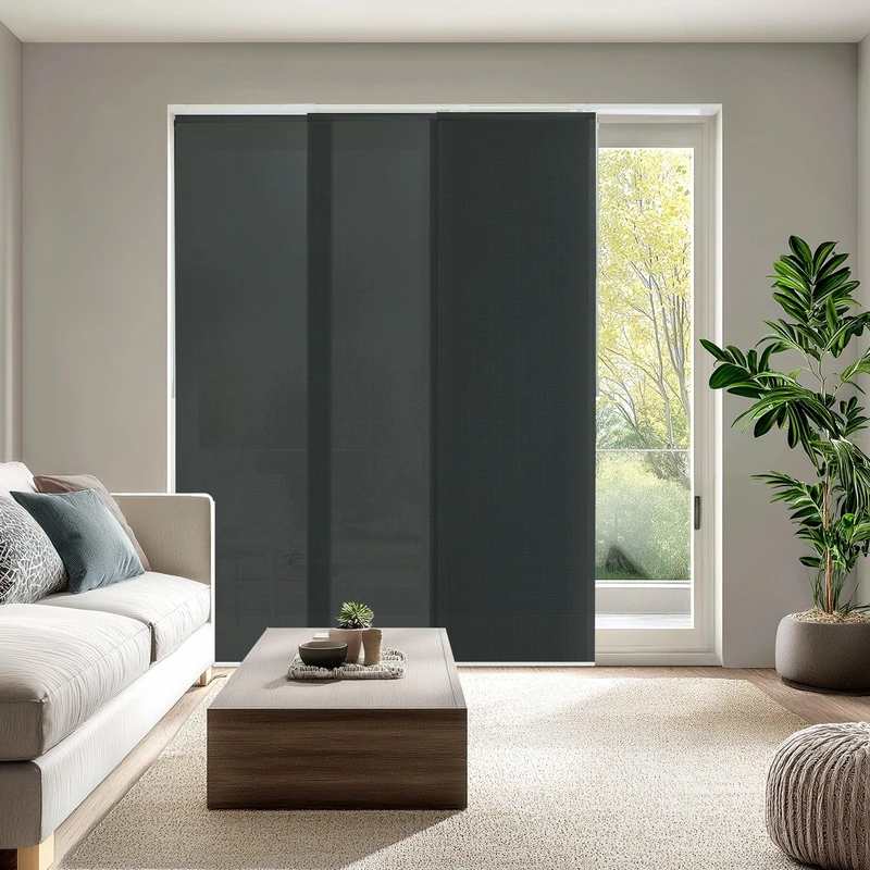 CHICOLOGY Room Divider, Vertical Blinds, Blinds for Sliding Glass Doors, Temporary Wall, Closet Curtain, Ballroom Grey (Light Filtering) W:46-86 x H:Up-to 96 inches - Image 1