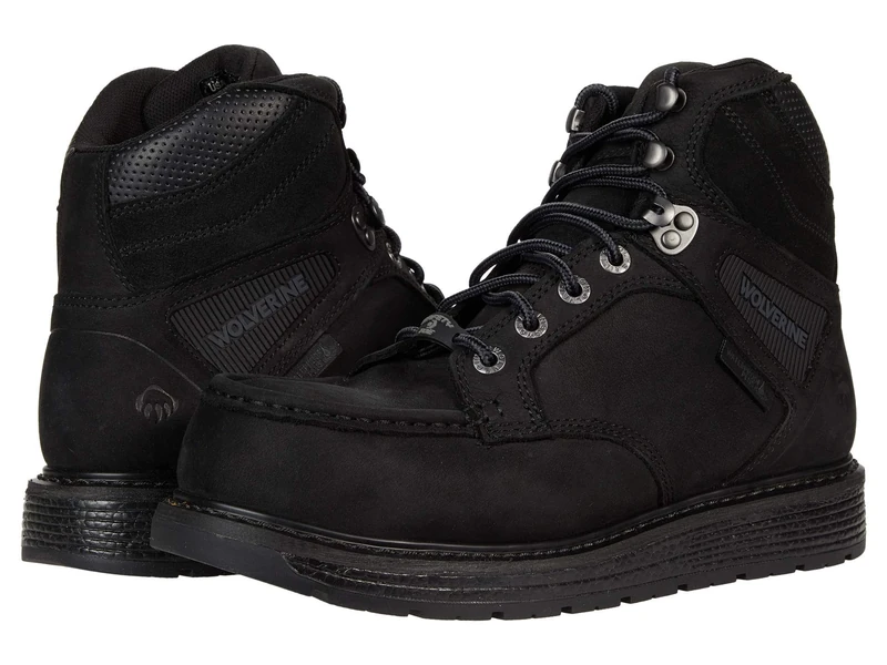 WOLVERINE Men's Hellcat MOC Toe Wedge 6" Construction Boot, Black, 7