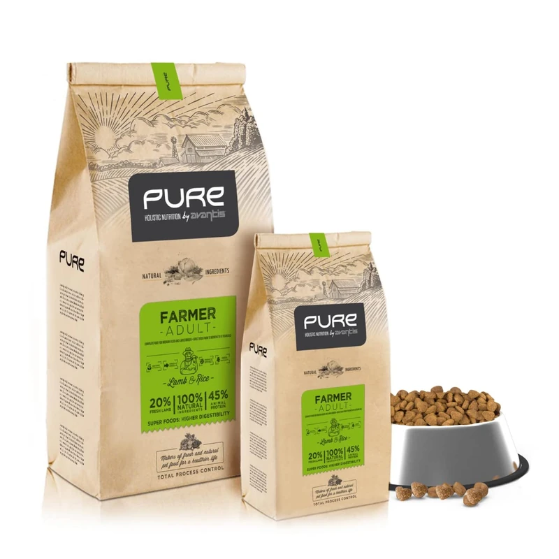 Avantis Pure Farmer Adult Dog Food for Medium and Large Breeds - 12 kg - 100% Complete and Balanced Food - Highly Digestible with Lamb