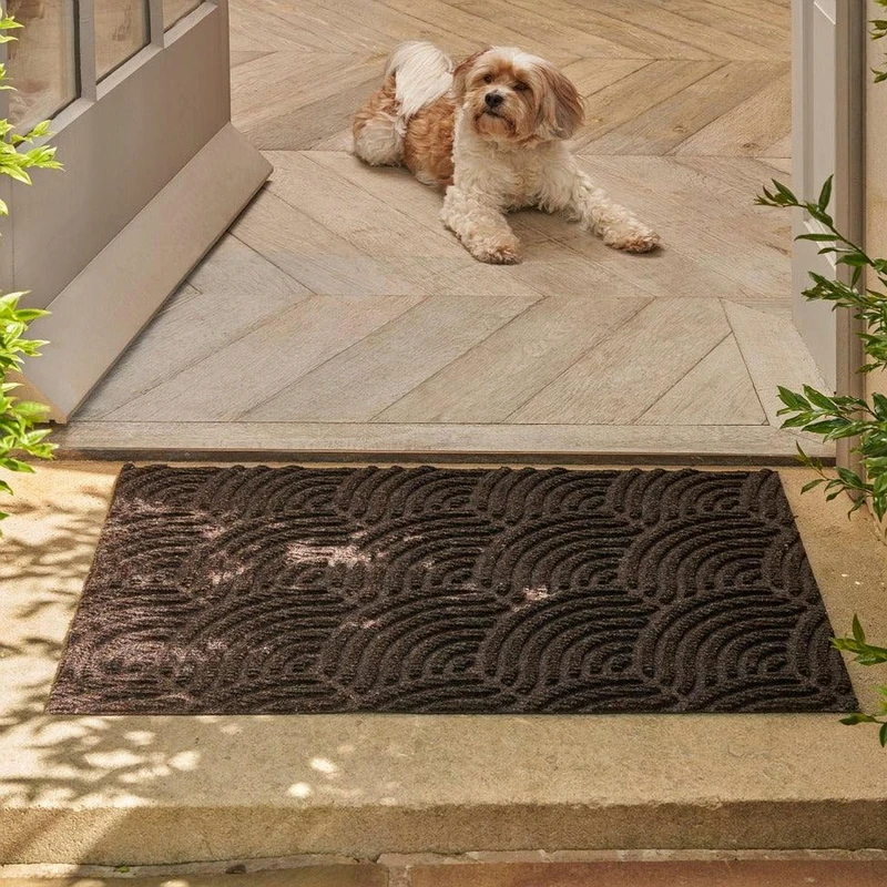 Wash+Dry Outdoor Welcome Doormat, Polyamide, Dunkelbraun, 60 x 90