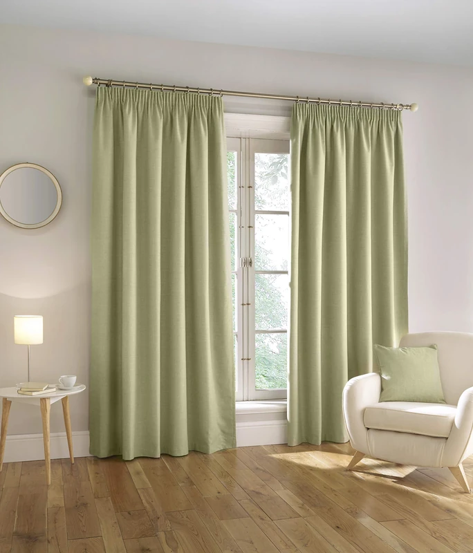 Enhanced Living Harvard Green Linen 100% Blackout Thermal Tape Top Curtains - 66 x 72 inch (168 x 183cm) - Energy Saving & Noise Reducing Curtains for Living Room & Bedroom - Image 1
