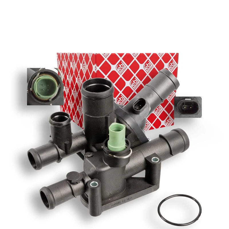 Febi Bilstein 108008 Thermostat with housing, seal and temperature sensor , 1 piece