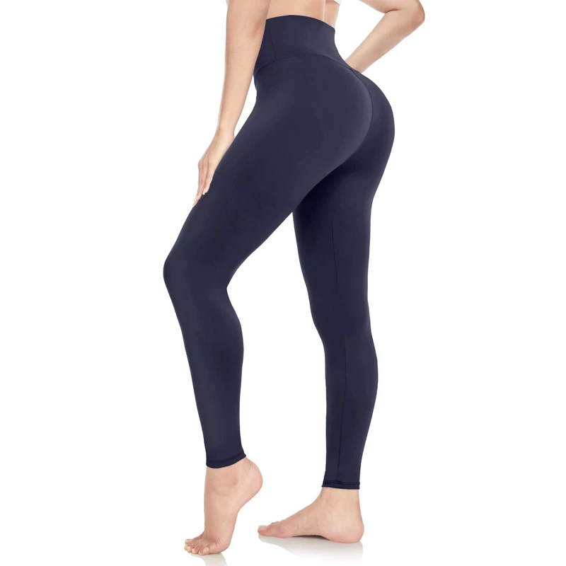 ACTINPUT Leggings for Women Soft High Waisted Tummy Control Leggings Sports Workout Gym Running Yoga Pants(Navy Blue,S-M)