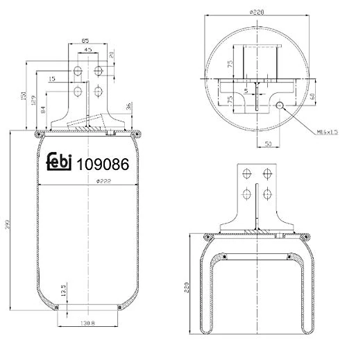 Febi Bilstein 109086 Air Spring Bellows without Piston Pack of 1