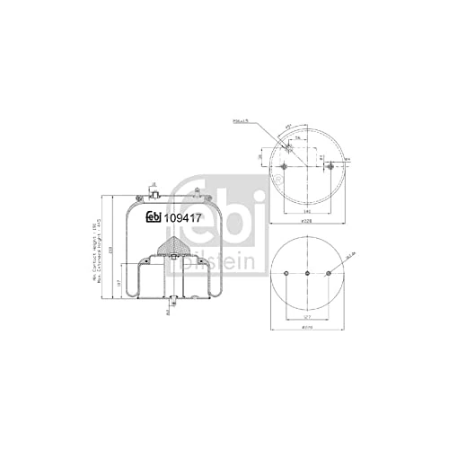 Febi Bilstein 109417 Air Spring Bellows with Steel Piston and Piston Rod Pack of 1