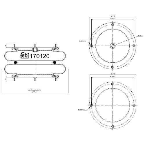 febi bilstein 170120 Air Suspension Bellows for Lift Axle