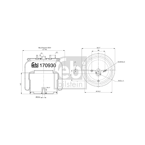 febi bilstein 170930 Air Spring with steel piston , 1 piece