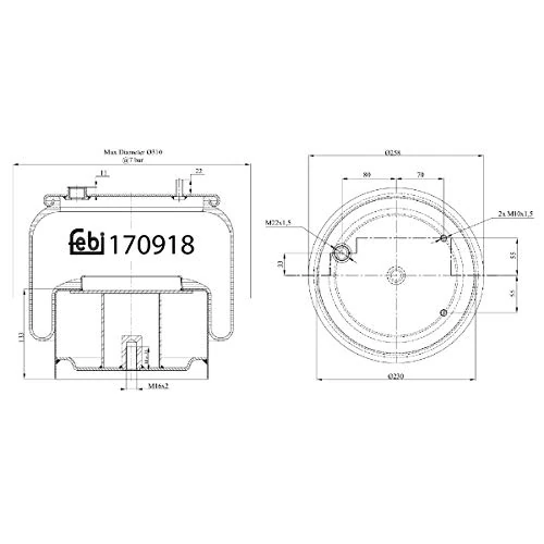 Febi Bilstein 170918 Air Spring Bellows with Steel Piston