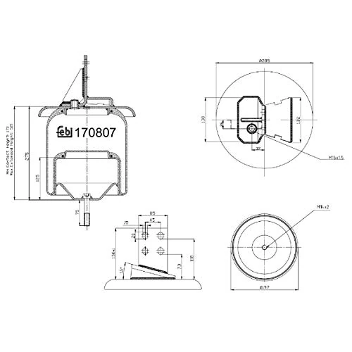 Febi Bilstein 170807 Air Spring Bellows with Steel Piston and Piston Rod 1 Item