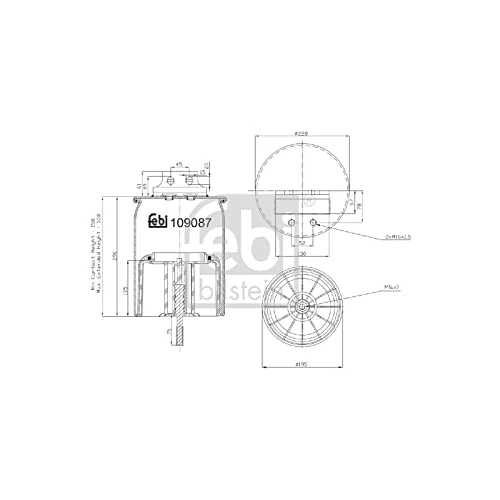 Febi Bilstein 109087 Air Spring Bellows with Plastic Piston and Piston Rod Pack of 1