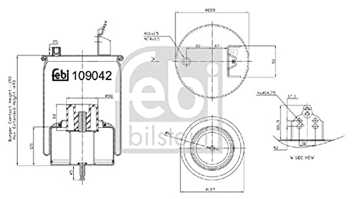 Febi Bilstein 109042 Air Spring Bellows with Steel Piston and Piston Rod Pack of 1