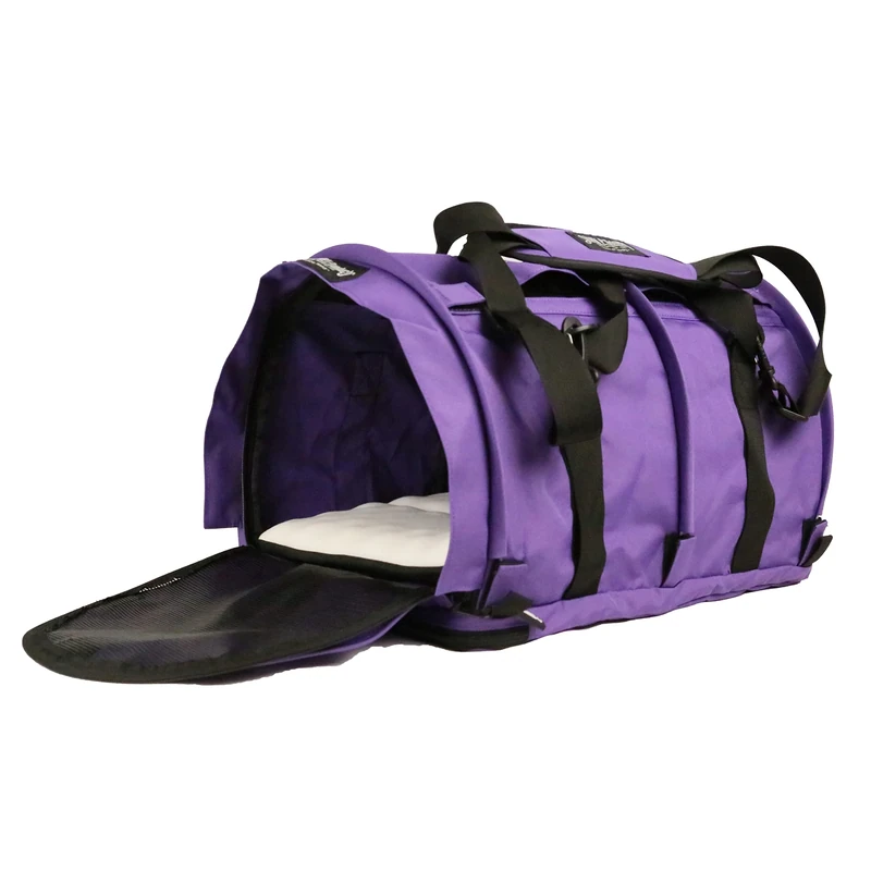 SturdiBag Large Pet Travel Carrier: Flexible Height for Cat and Dog Soft Sided with Safety Clips and Seatbelt Straps | Purple, 18" x 12" x 12" (PN: SB2-PRO-P)