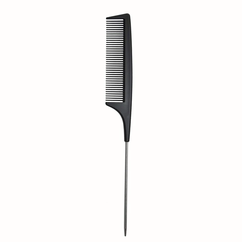 Hair Comb - a Professional Anti-static Carbon Fibre Metal-Pin Tail Comb,Heat Resistant Barber and Salon Rattail Comb with Non-skid Parting Comb,Fine Tooth in Black …