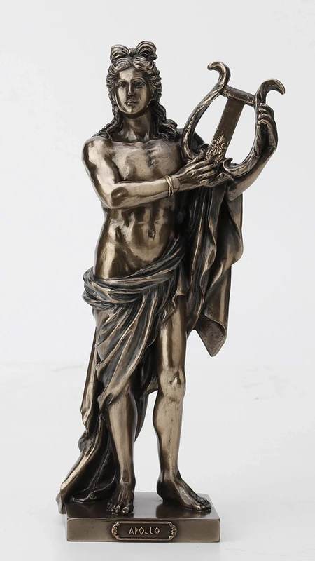 Veronese Design Classic Ancient Greek God Apollo Holding His Lyre Bronze Finished Tabletop Statue