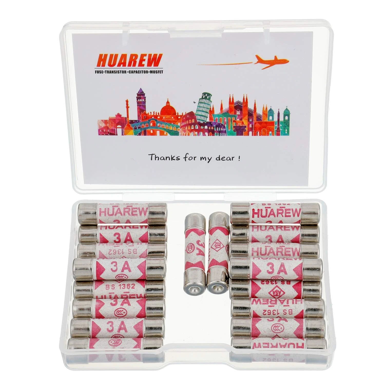 HUAREW 20 Pcs 3A 240V 6.3x25 mm BS1362 0.248x0.984 Inch Ceramic Tube Fuses