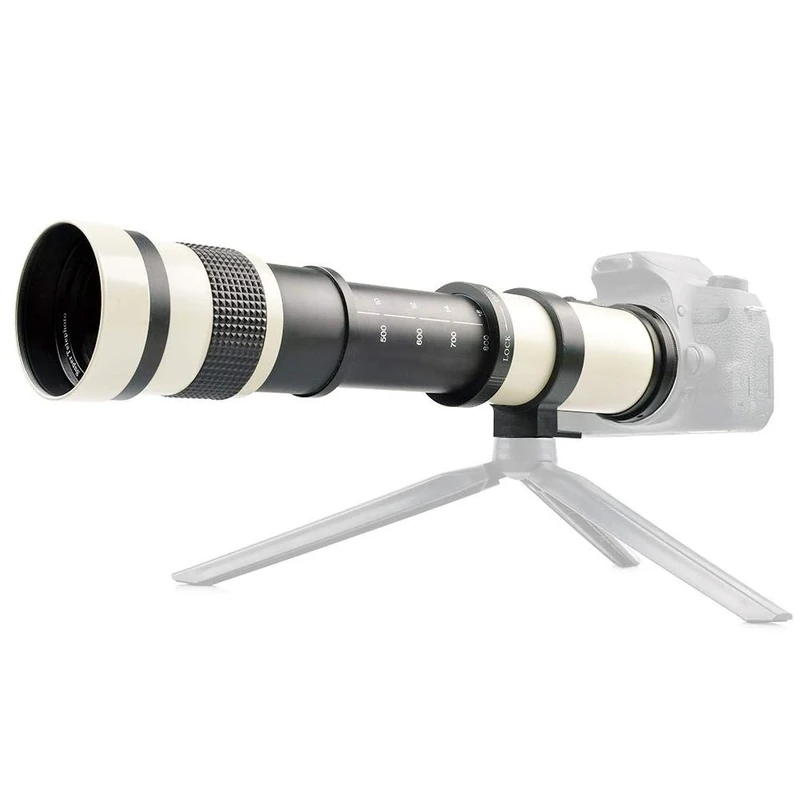 Lens Telephoto, Manual Fcous Zoom Lenses, White 420-800mm Aperture F/8.3-16 Full, Manual Focusing Telescope Zoom Telephoto Lens for Canon EF Mount Camera