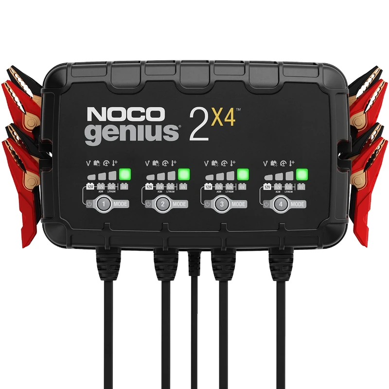 NOCO GENIUS2X4: 8A 4-Bank Smart Battery Charger (2A/Bank) - 6V/12V Automatic Maintainer, Trickle Charger & Desulfator with Overcharge Protection & Temperature Compensation – For Lead-Acid & Lithium