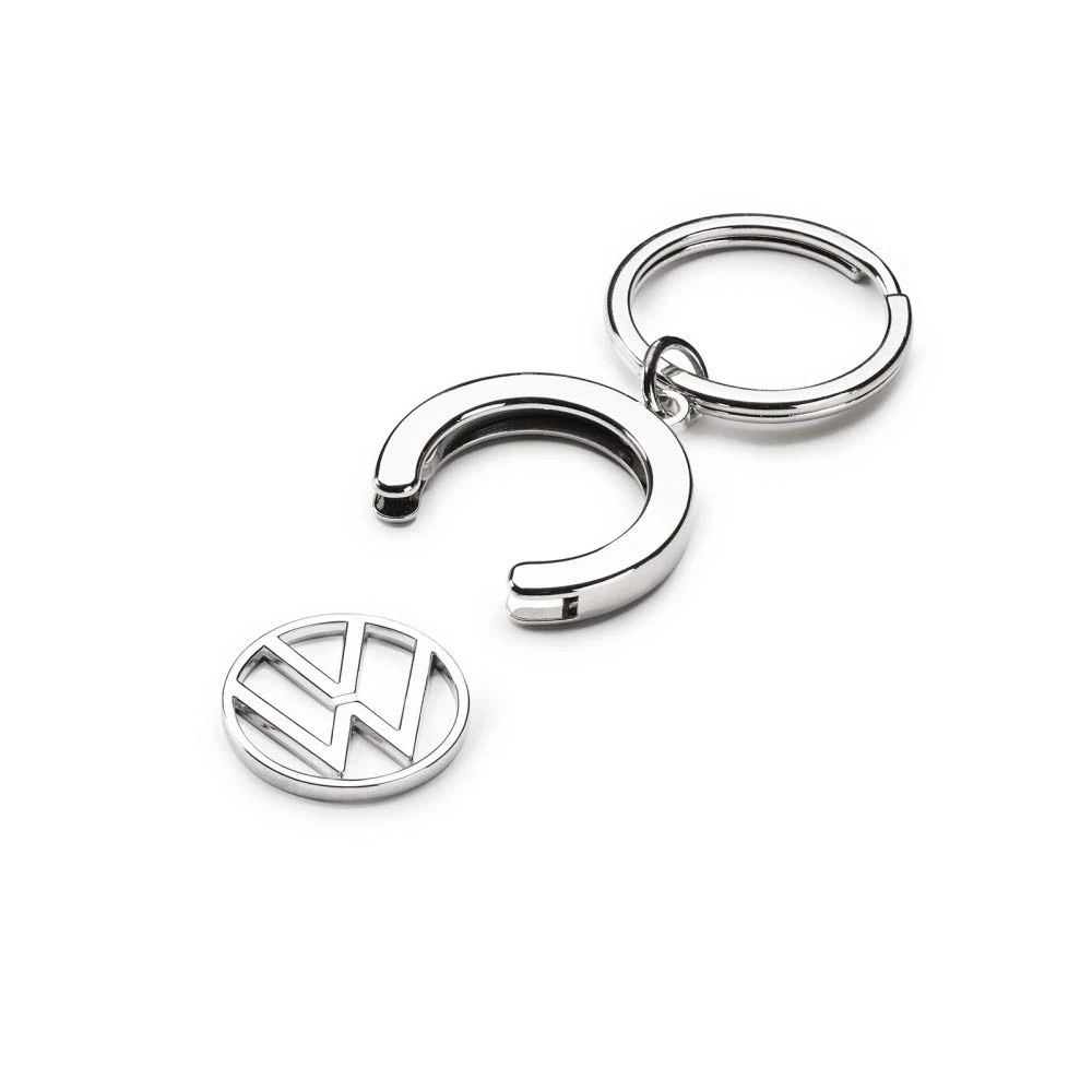 Volkswagen 000087010BT Key Ring Deposit Chip, Shopping Trolley Token, Keyring Pendant with VW Logo, Silver