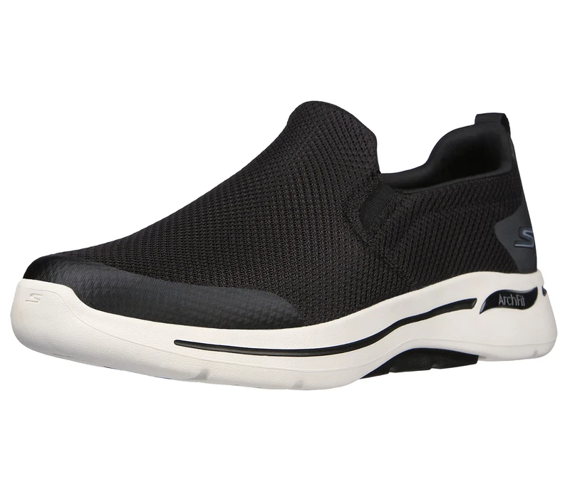 Skechers Men's Go Walk Arch Fit Togpath Slip on, Black and White, 10 UK