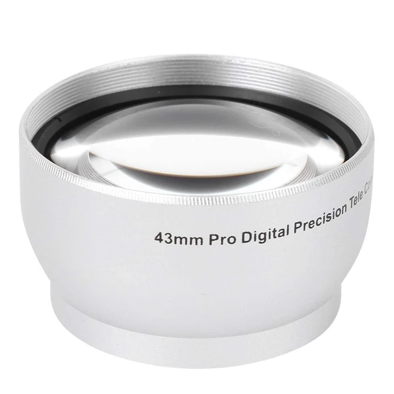 43MM 2X Aluminum Alloy Camera Magnification Lens - Magnification Additional Lens - with Lens Bag - for All 58MM Opening Diameter Camera Lenses