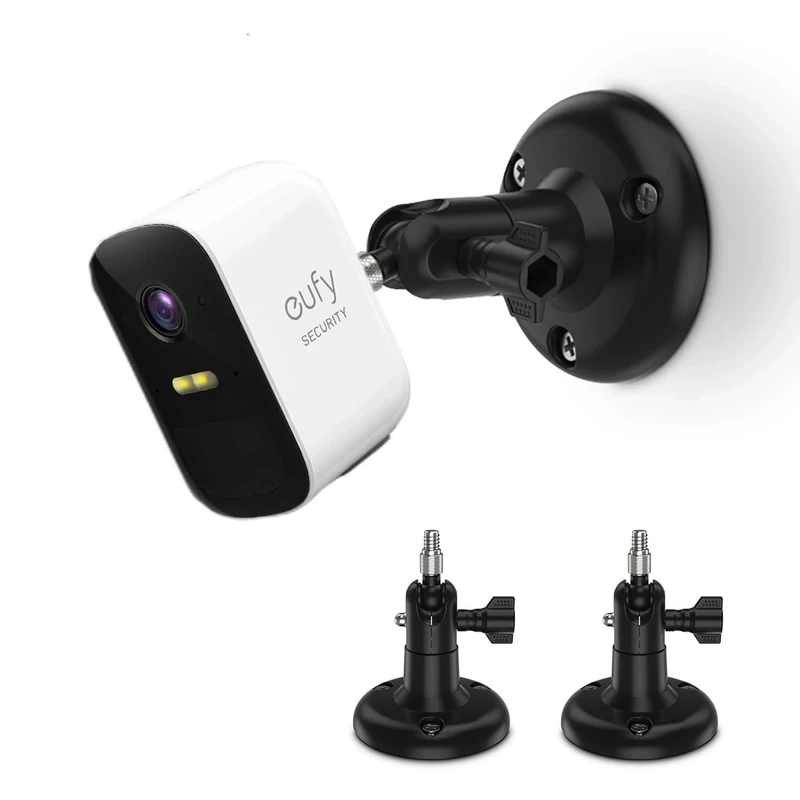 HOLACA Adjustable Wall Mount Holder Compatible With Eufycam 1/2/2C/2C Pro/3/3C/E/S3 Pro and Other Models, 1/4" Screw Mounts (2Pack Black)