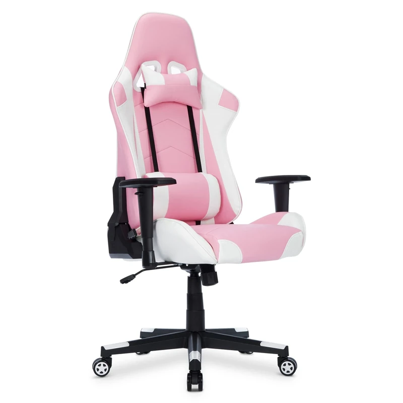 IntimaTe WM Heart Gaming Chair,Ergonomic Racing Chair,Adjustable High Back PC Gaming Chair with Arms and Back Support,Swivel Leather Desk Chair with Adjustable Headrest, Reclining Office Chair (Pink)