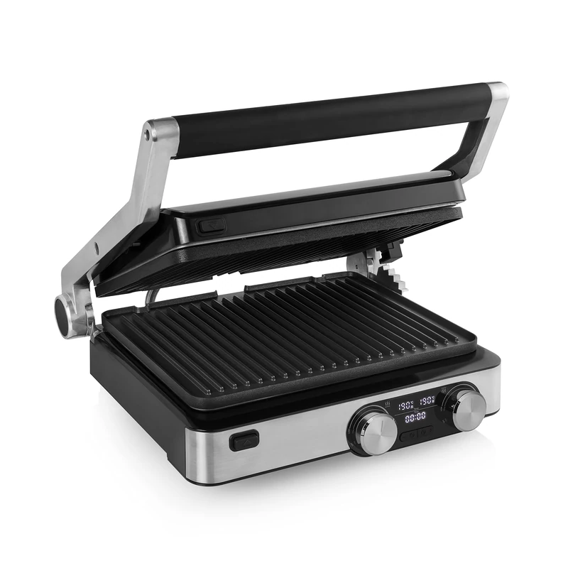 Princess 117310 Digital Grill Master Pro - Table Grill - 2 Adjustable Thermostats - Digital Control Panel - 2000 Watt 01.117310.01.001, Silver, Black