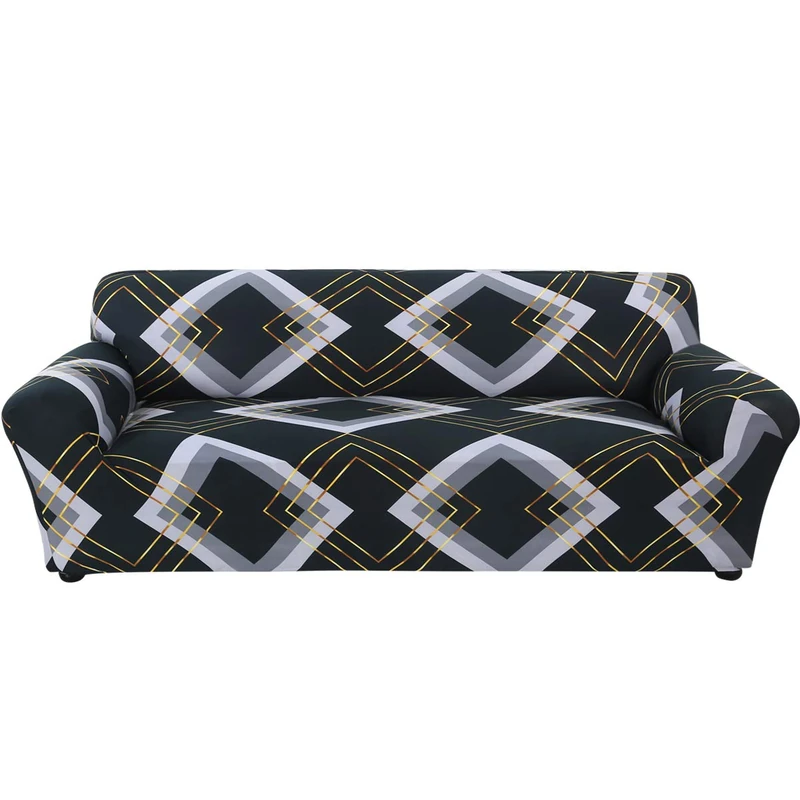ele ELEOPTION Sofa throws sofa cover stretch elastic sofa cover in various sizes and colours (4 seater for sofa length 220-300 cm, geometric A) - Image 1