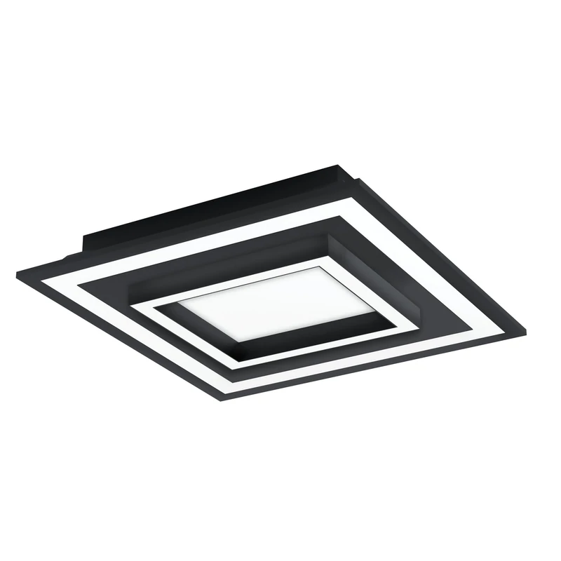 EGLO Connect Savatarila-C LED Ceiling Light 2-Bulb Steel and Plastic in Black, White, Colour Temperature Changing (Warm, Neutral, Cold), RGB Dimmable L x W 45 cm