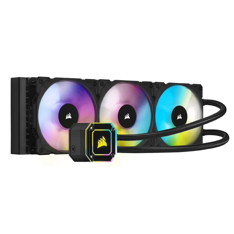 Corsair ICUE H150i ELITE CAPELLIX Liquid CPU Cooler (33 Ultra-Bright CAPELLIX RGB LEDs, Three 120mm ML RGB Series PWM Fans, 400 To 2,400 RPM, Zero RPM Mode, Corsair ICUE Commander CORE Included) Black