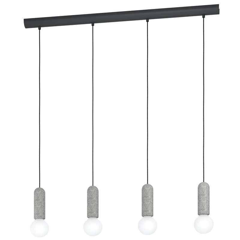 EGLO Giaconecchia Pendant Light, 4-Bulb Vintage, Modern, Pendant Light Made of Steel and Terrazzo in Anthracite, Grey, Dining Table Lamp, Living Room Lamp Hanging with E27 Socket